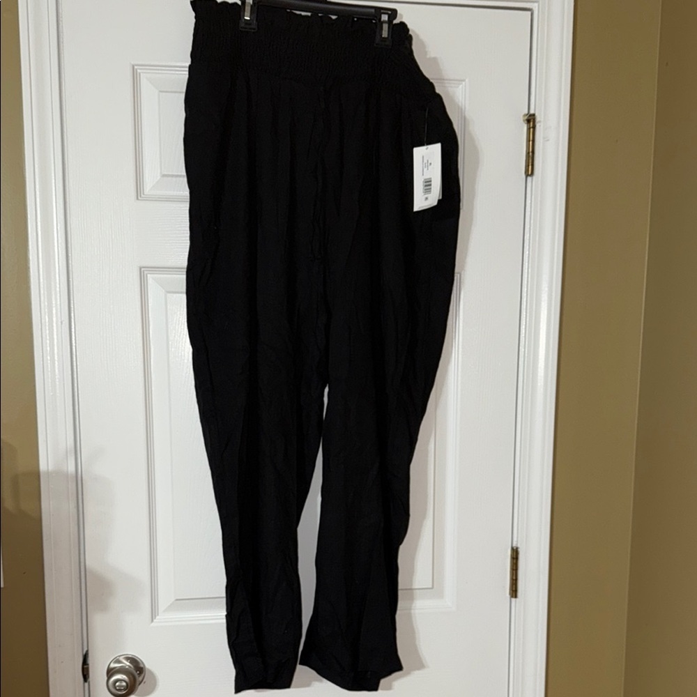 NWT Destination Maternity Black High-Waisted linen Pants XL